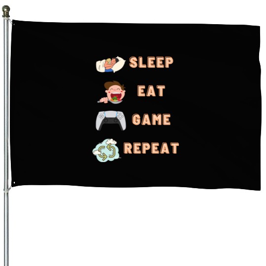 sleep eat game repeat PlayStation House Flags