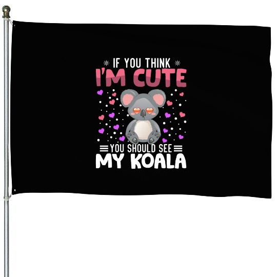 Koala Heart Valentine's Day Animal For Womens Kids House Flags
