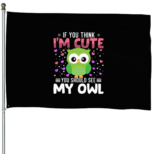 Owl Heart Valentine's Day Animal For Womens Kids House Flags