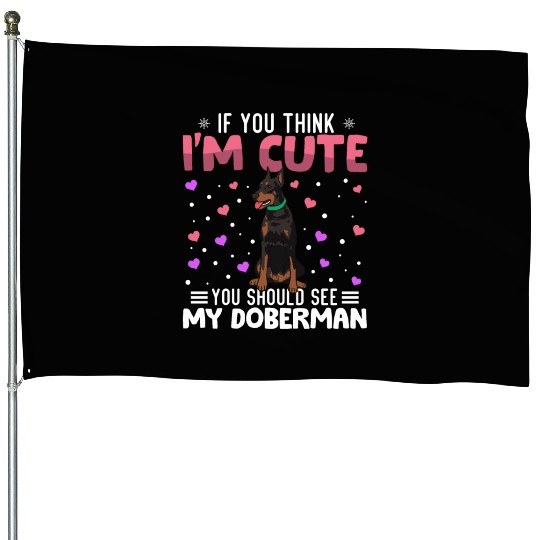Doberman Heart Valentine's Day Animal For Womens House Flags
