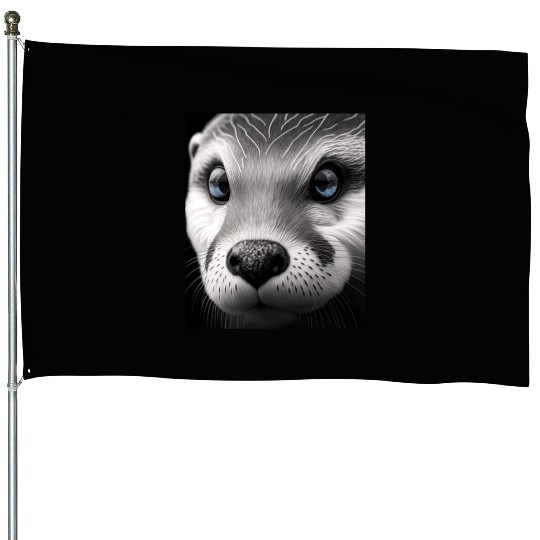Fashionable Otter Design Cool Sea Otter With Blue House Flags