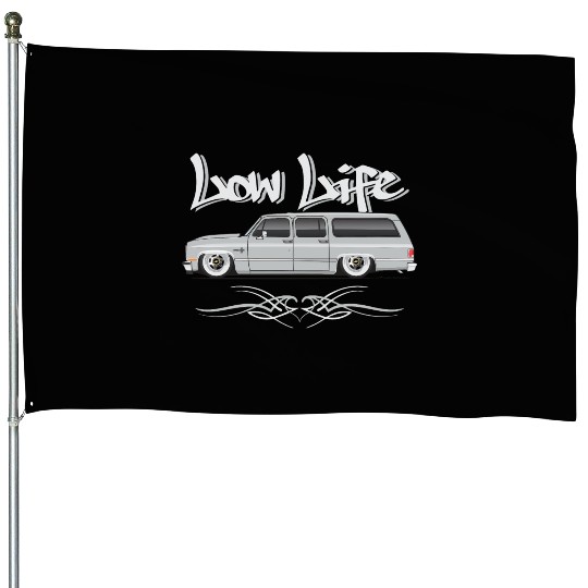 low life Light Silver House Flags
