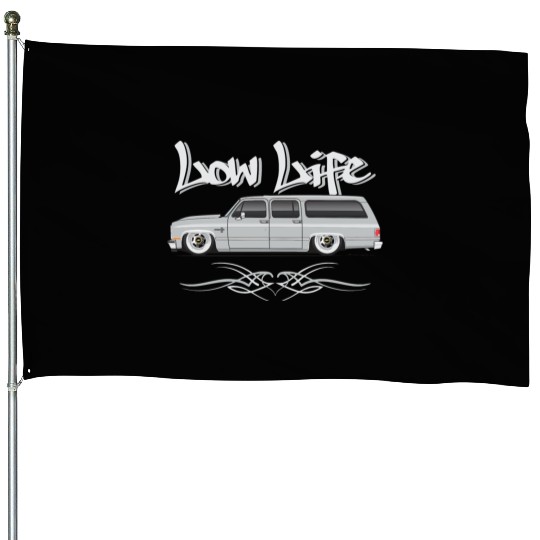low life Light Silver House Flags