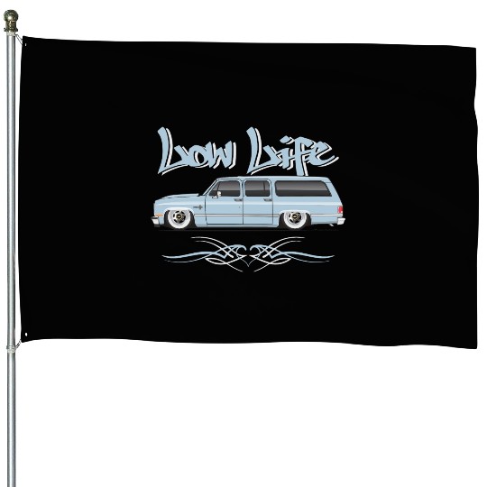 low life Light Blue House Flags