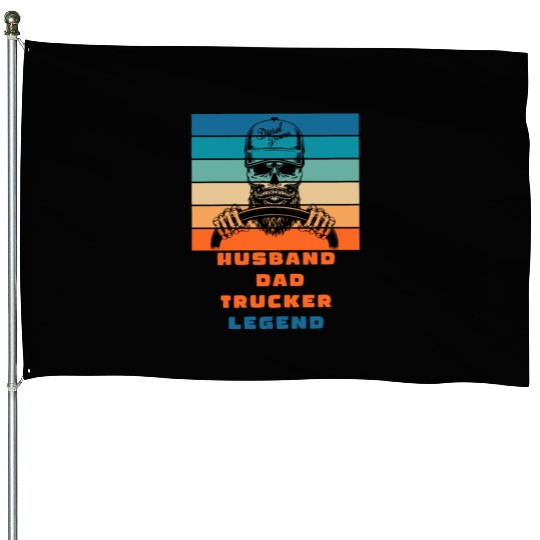 husband dad trucker legend House Flags