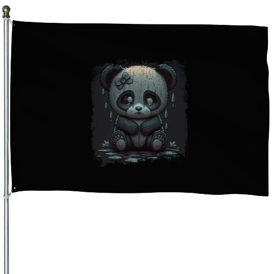 cute sad panda House Flags
