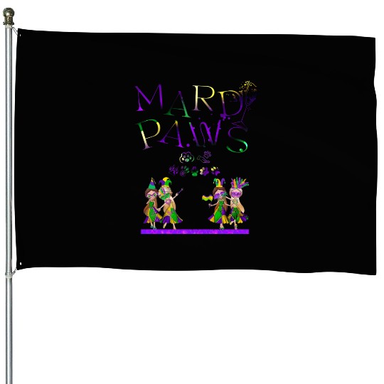 Mardi gras for women- cat House Flags, Stickers, Mugs+