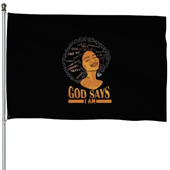 African American Girl God Says I Am Black Pride House Flags