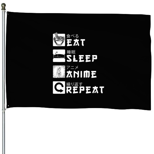 Eat Sleep Anime Repeat Japanese Manga Lover Cospla House Flags