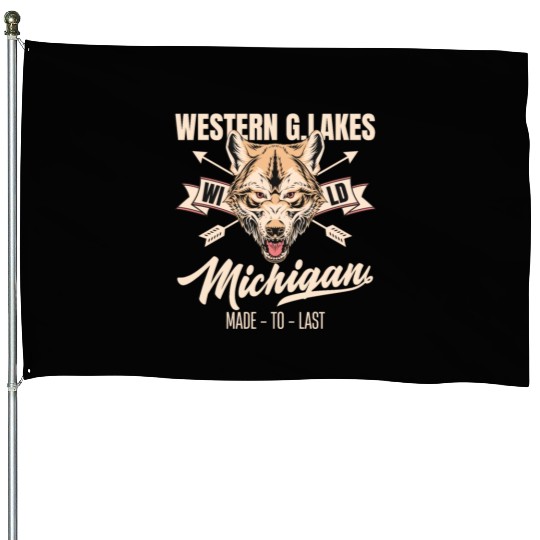 Western great lakes Michigan home of the wolf House Flags