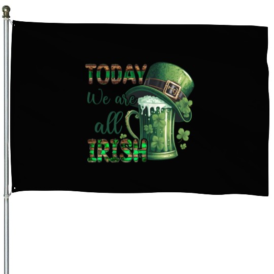 Mens St Patricks Day All Irish Green Shamrock House Flags