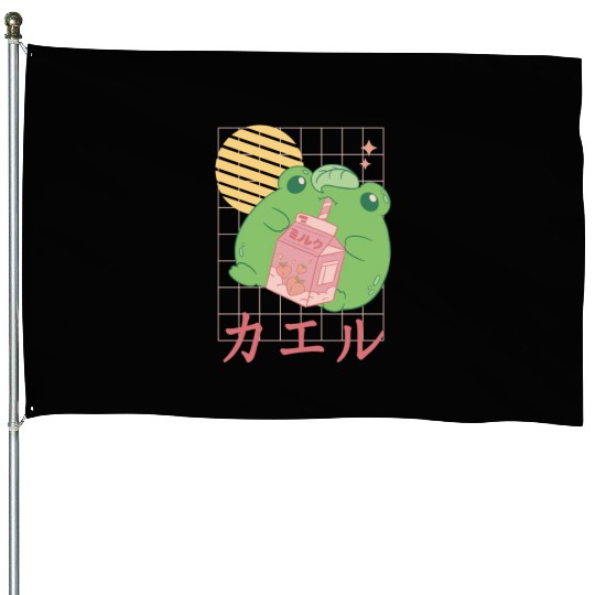 Strawberry Milk Frog Japanese House Flags