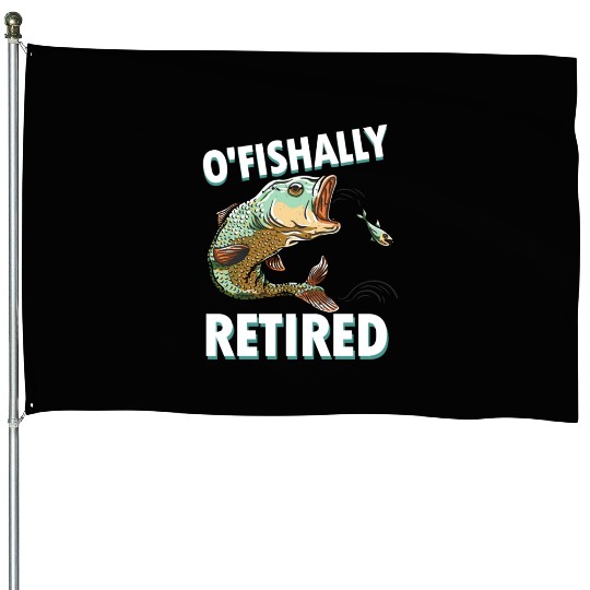 Ofishally Retired Fishing Retro Retirement Fishing House Flags