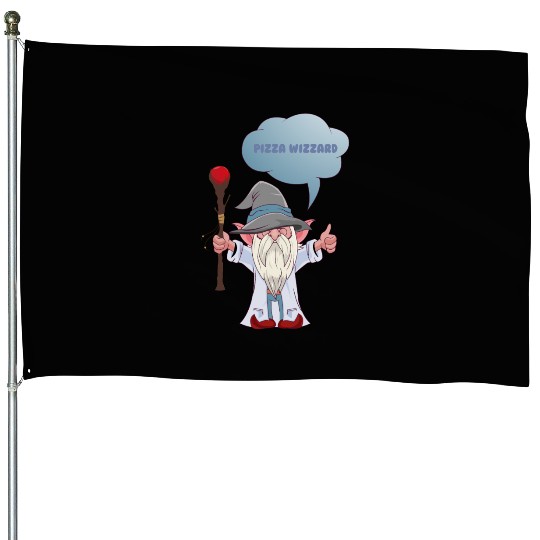 Cheer for the Wizard - Pizza Wizzard House Flags