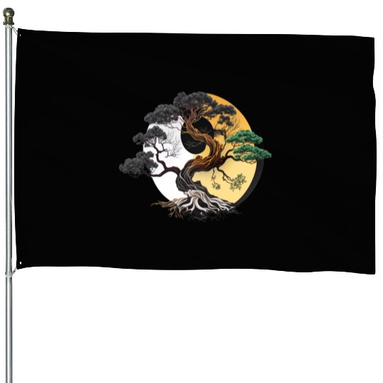 Yin and Yang Bonsai Tree House Flags