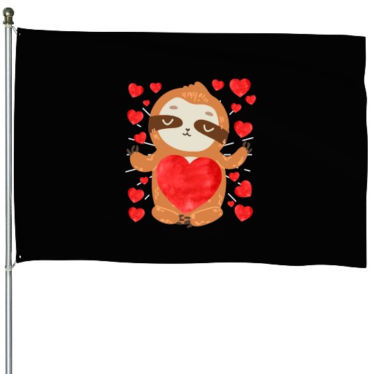 Couple love you my sloth Valentine's Day House Flags