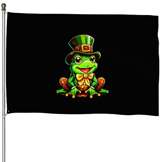Magic Frog With St. Patrick's Day Top Hat House Flags