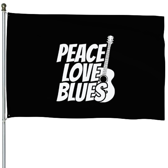 Peace Love Blues Music Trumpet House Flags
