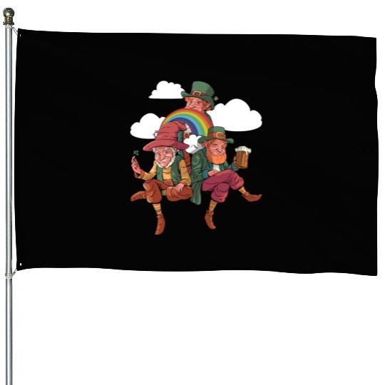 Three Leprechauns - St Patricks Day Irish House Flags