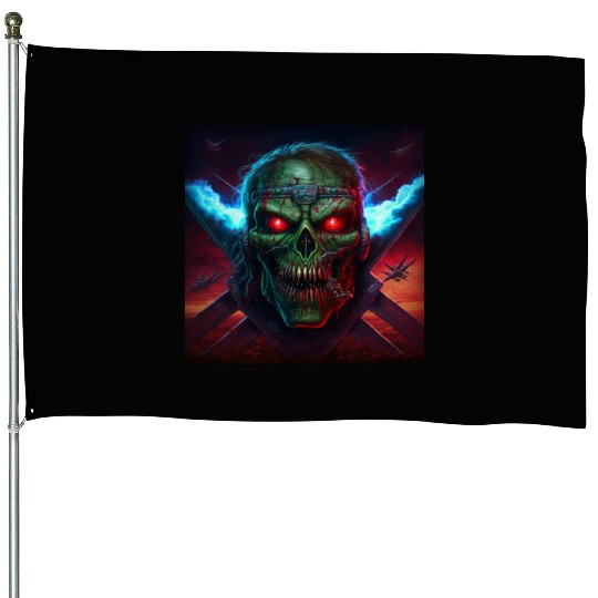 ZOMBIE IRON MAIDEN (version 14) House Flags
