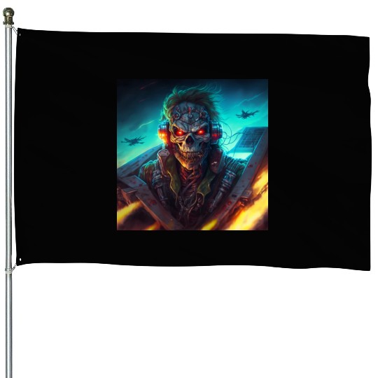 ZOMBIE IRON MAIDEN (version 13) House Flags