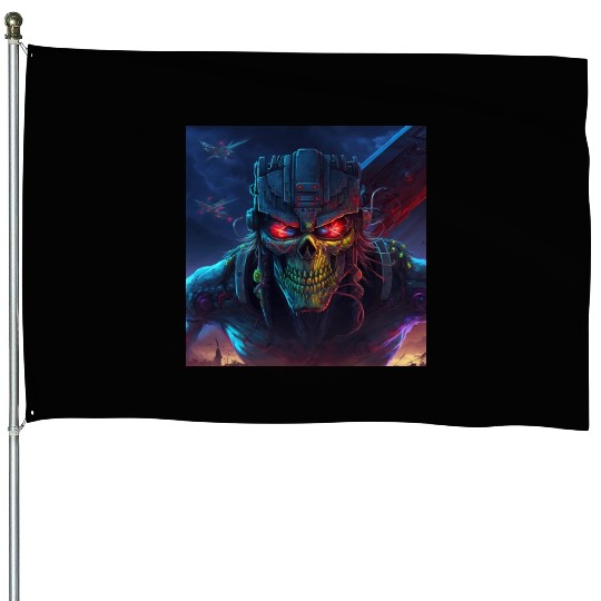 ZOMBIE IRON MAIDEN (version 11) House Flags