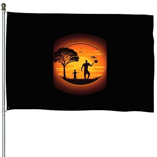 Ultimate Frisbee Fans Father and Son Playing House Flags