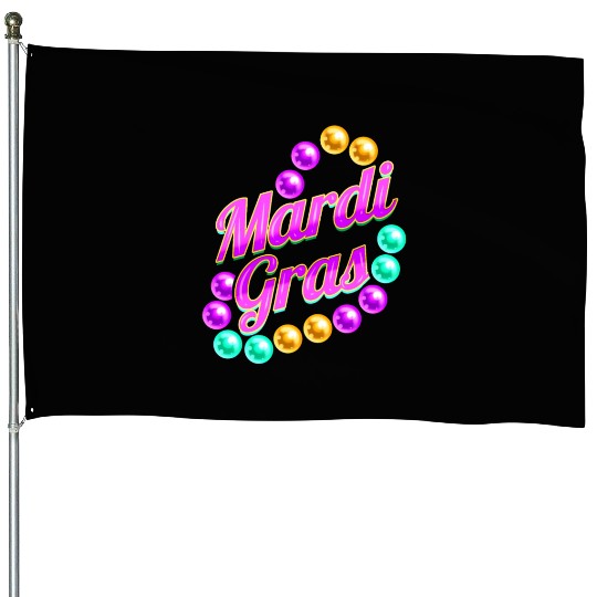 Purple Lettering With Beads For Mardi Gras House Flags