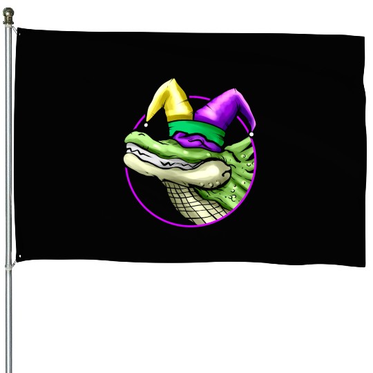 Crocodile with Jester Hat for Mardi Gras House Flags