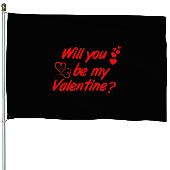 Will you be my Valentine Vector House Flags Design