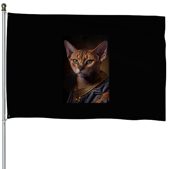 Abyssinian King Cat Breed Portrait Royal Renaissa House Flags