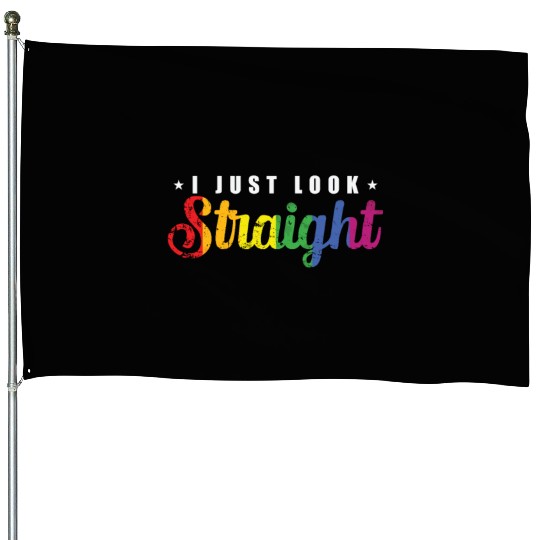 I just look straight LGBT Rainbow Pride House Flags