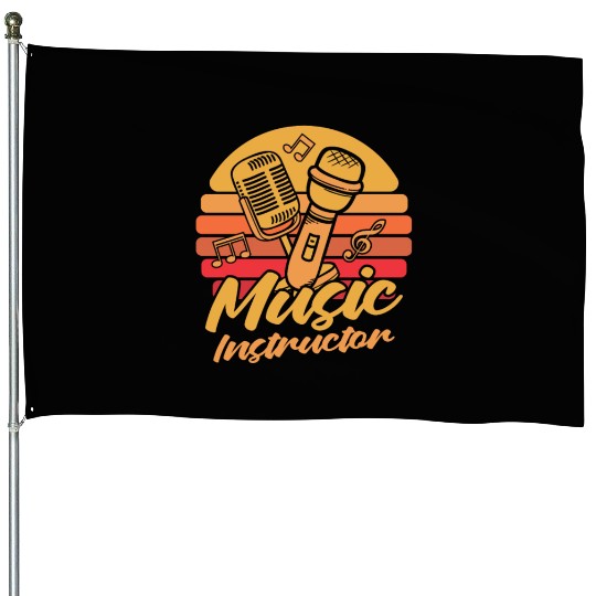 Music Teacher Microphone House Flags