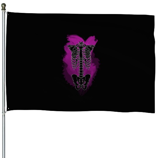 Neon Skeleton Rib Cage House Flags