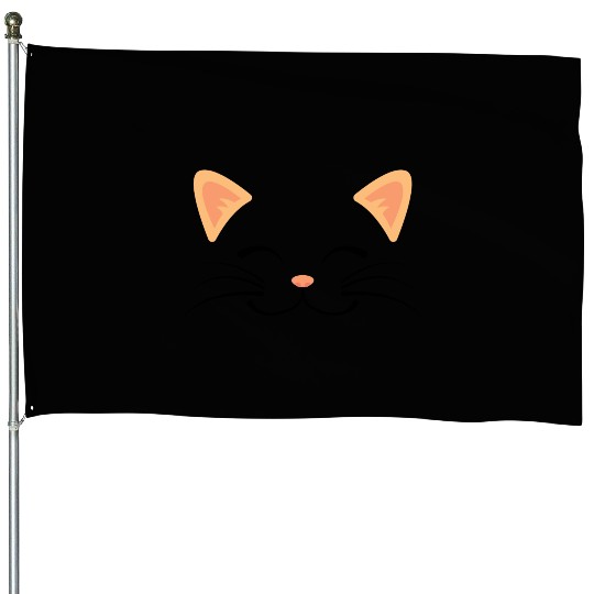 Floating Cat Face House Flags