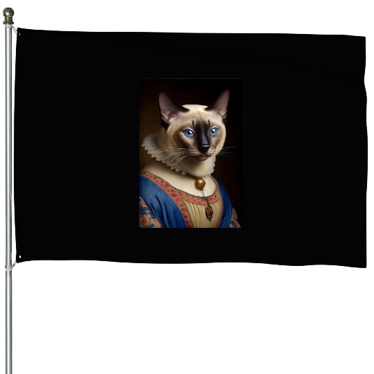 Siamese Cat Breed Portrait Royal Renaissance Anima House Flags