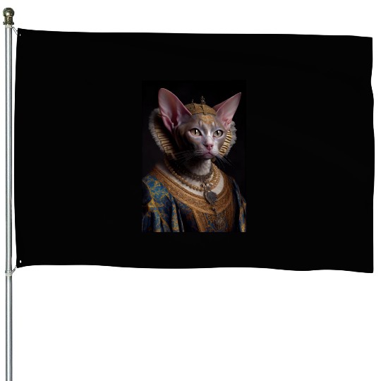 Black King Devon Rex Cat Breed Portrait Royal Rena House Flags