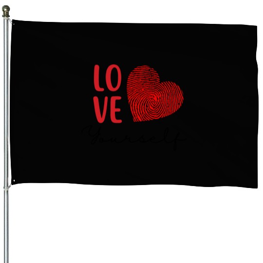 Love Yourself -Red Heart House Flags