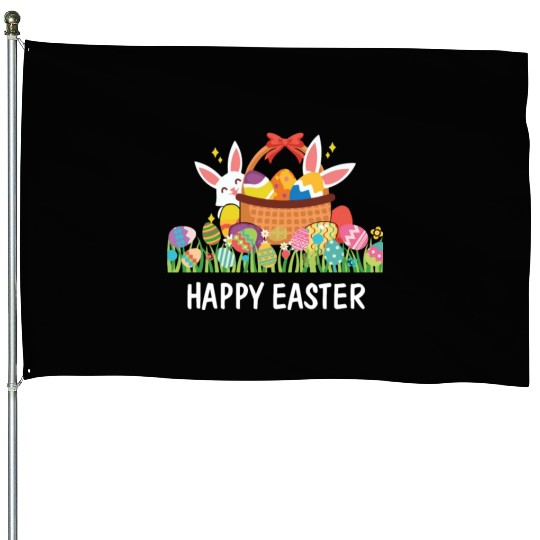 HAPPY EASTER Bunny Egg Hunt Wagon Girls Kids Mom House Flags