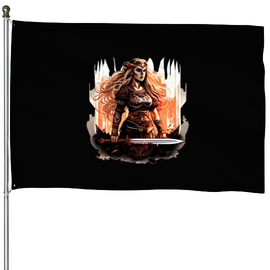 Shield-maiden or Shieldmaiden Amazon House Flags