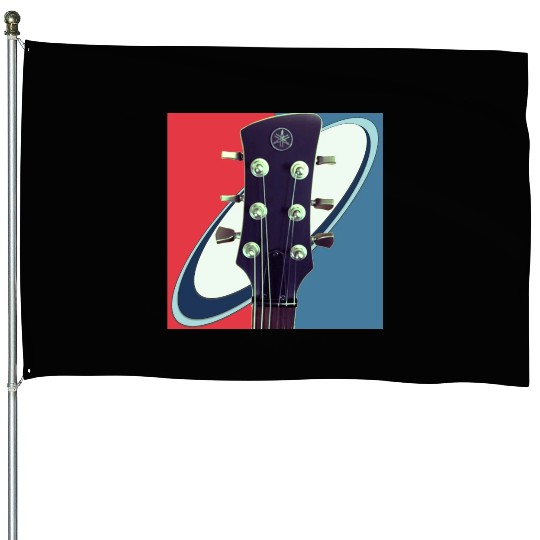 Red White Blue Rock and Roll Themed Guitar House Flags