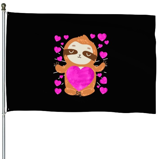 Couple love you my sloth Valentine's Day House Flags