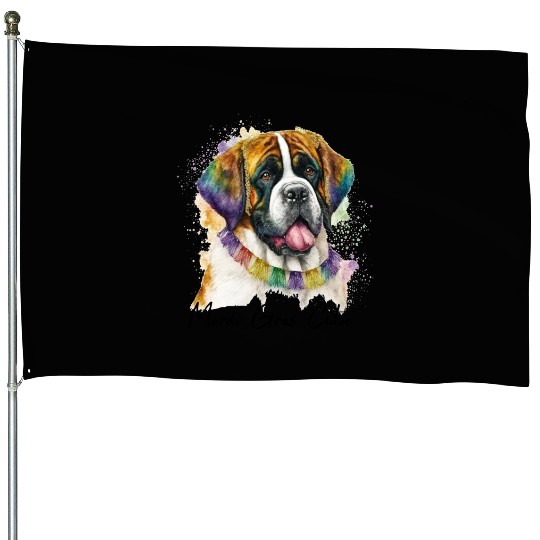 Mardi Gras Cutie Saint Bernard House Flags