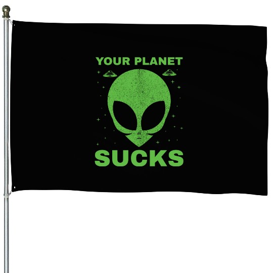 Alien, Aliens, UFO, UAP, Space Unknown Flight House Flags