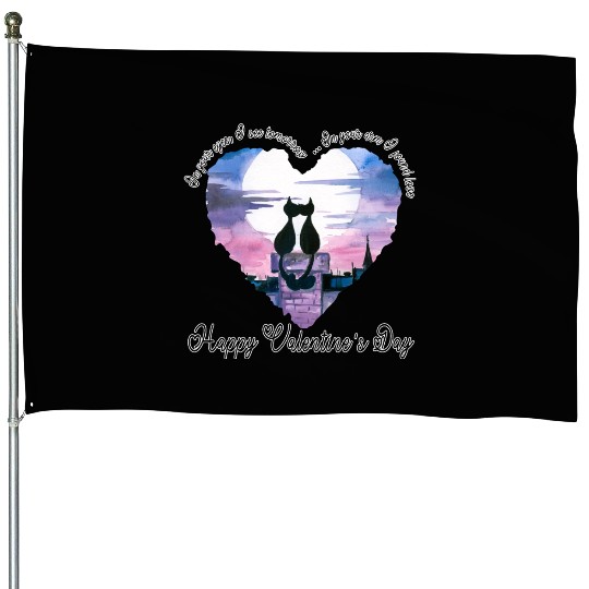 Cat love | happy valentines day | valentines day House Flags