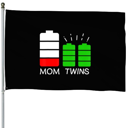 Twin Mom Low Battery Tired Mom Of Twins House Flags