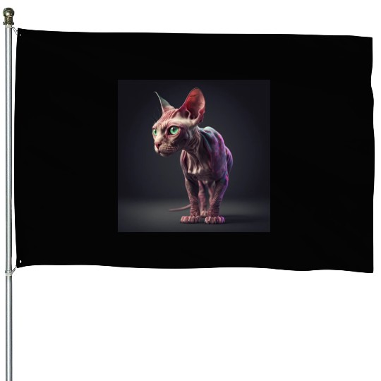 Canadian Sphynx cat with transparent skin House Flags