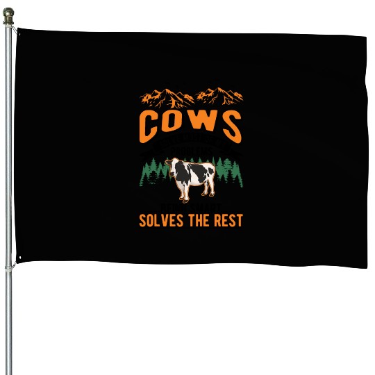 Cow Gift Farmer Cattle Breeder Cows House Flags