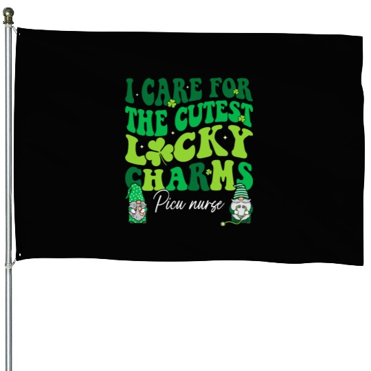 Groovy Retro NICU Nurse St Patrick's Day House Flags
