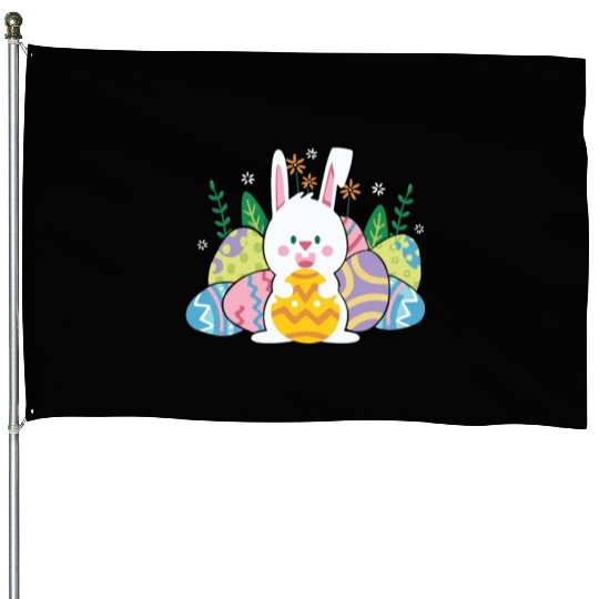 Cute Easter Bunny Egg Hunt House Flags